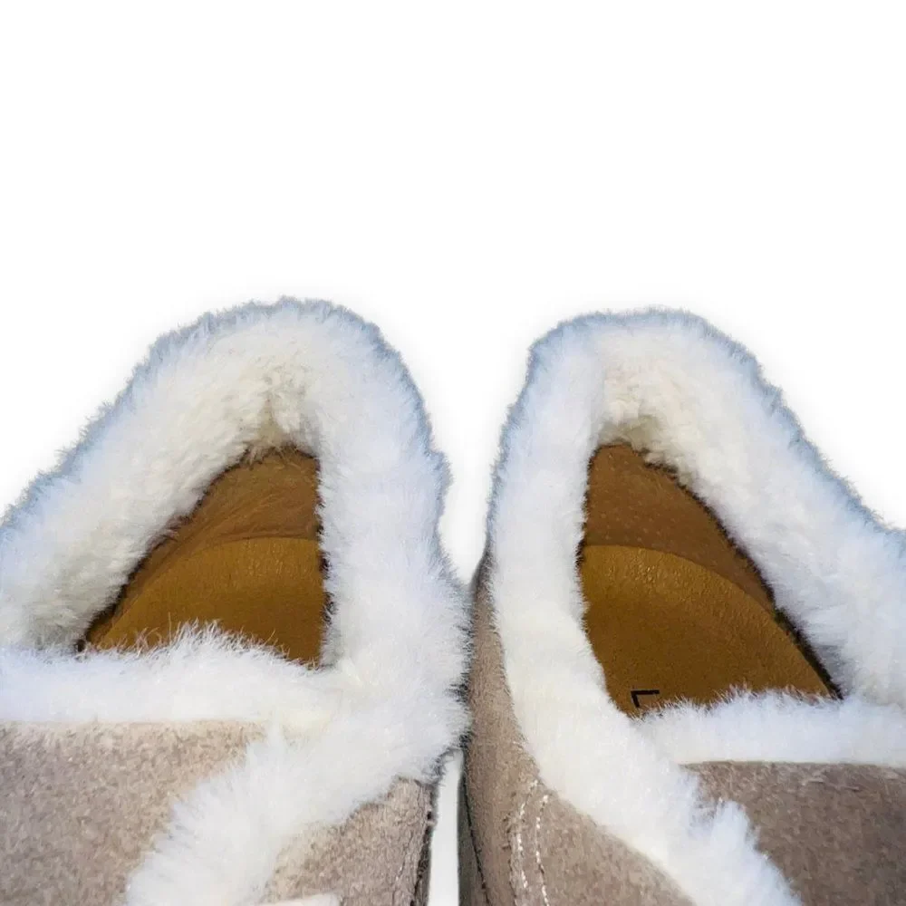 Lucky Brand Dessah Suede / Faux Fur Sneakers Grey /‎ Cream Women's 5.5M